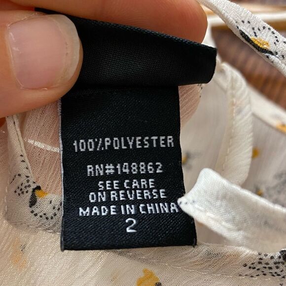 Torrid cream and yellow FLORAL PRINT CHIFFON RUFFLE BELL SLEEVE STRAPPY BLOUSE - Picture 6 of 8